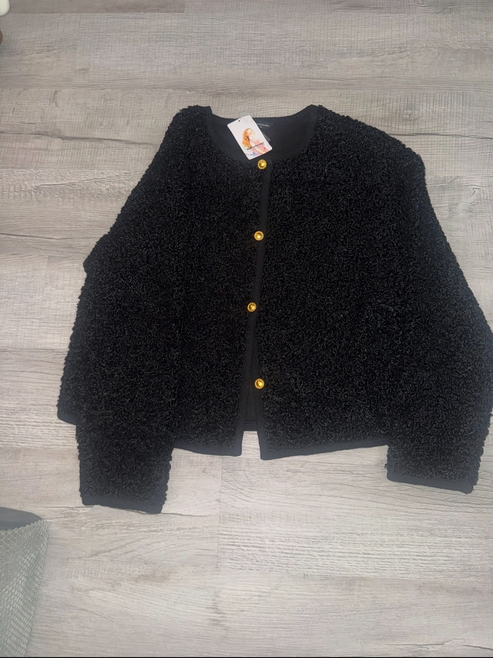 Women's Pretty Garden Black Textured Cardigan XL